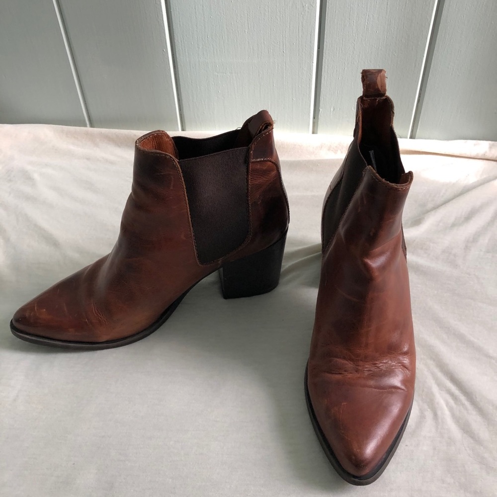 Brown Steve Madden Leather Pistol Bootie
